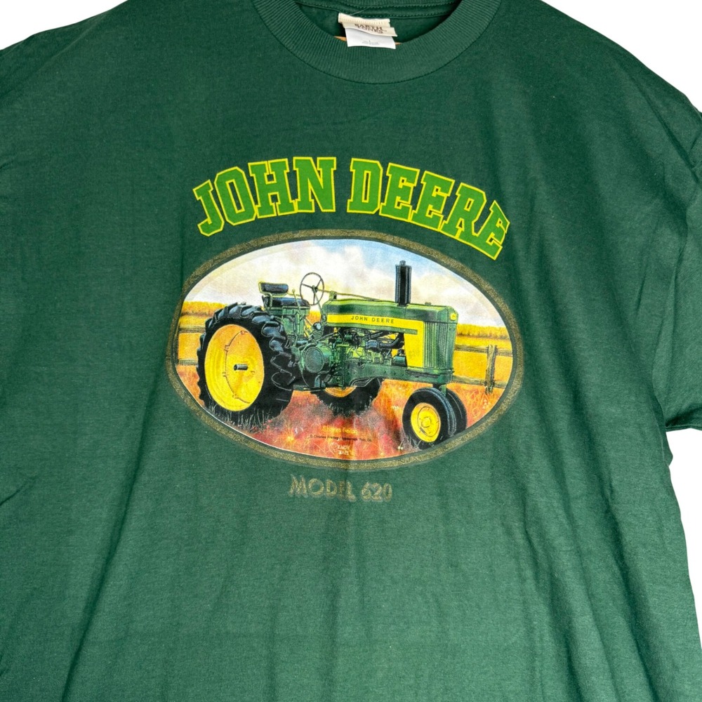 John Deere Model 620 Tractor Graphic T-Shirt Mens XL Green‎ Short Sleeve Tee